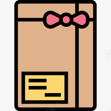 礼品盒邮政元素4线性颜色图标图标