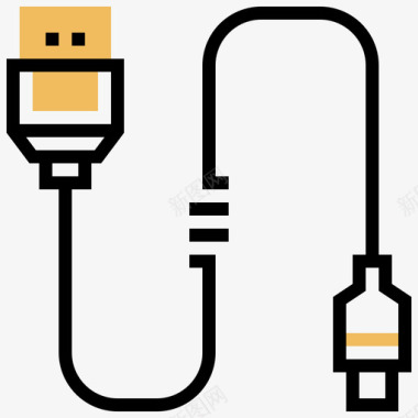 黄色皮尺Usb连接器类型5黄色阴影图标图标