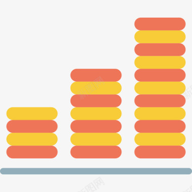 元硬币硬币图表和图表3扁平图标图标