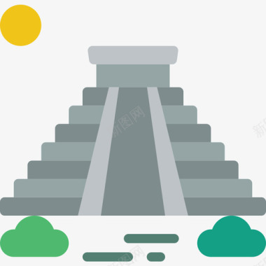 金字塔图玛雅金字塔南美洲3平坦图标图标