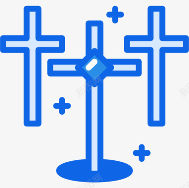 十字架假日43蓝色图标图标