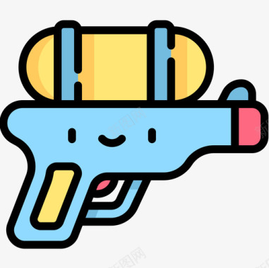 水枪儿童玩具12线性颜色图标图标