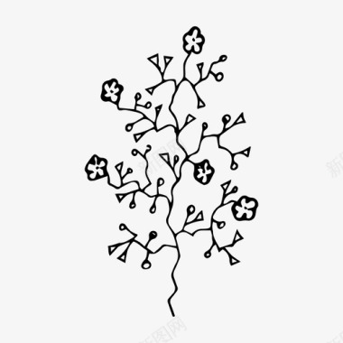 花旋转植物树枝花图标图标
