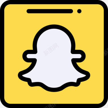 线性插画Snapchat社交媒体73线性颜色图标图标