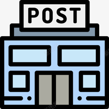 公共标识红邮局公共服务线性颜色图标图标