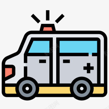 救护车救护车救生员和急救服务线性颜色图标图标