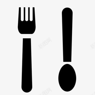 勺子和叉子厨师烹饪图标图标