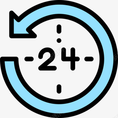 24小时支持11线性颜色图标图标