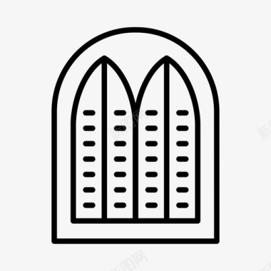 哥特式窗户小礼拜堂教堂窗户图标图标