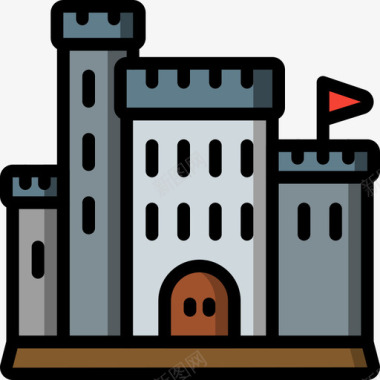 英国城堡4线性颜色图标图标