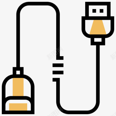 黄色皮尺端口连接器类型5黄色阴影图标图标