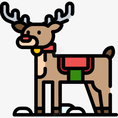 驯鹿圣诞城6线性颜色图标图标