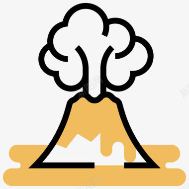 黄色的狗火山全球变暖3黄色阴影图标图标