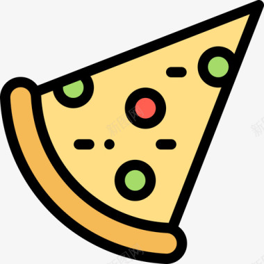 披萨片送餐16线性颜色图标图标