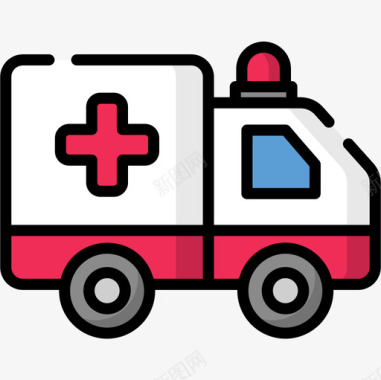 救护车救护车医用148线性颜色图标图标
