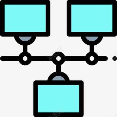 网络数字服务7线性彩色图标图标
