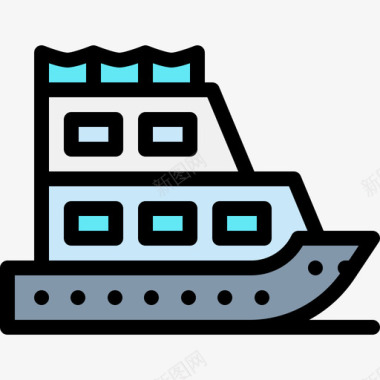 船房屋类型21线性颜色图标图标