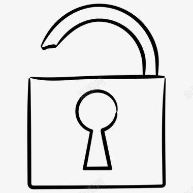 公共标识安全解锁安全手绘图标图标