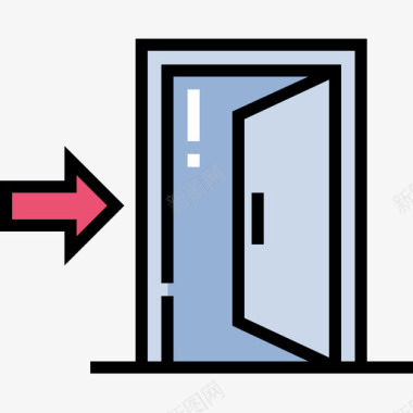 房间门出口门公共服务7线性颜色图标图标