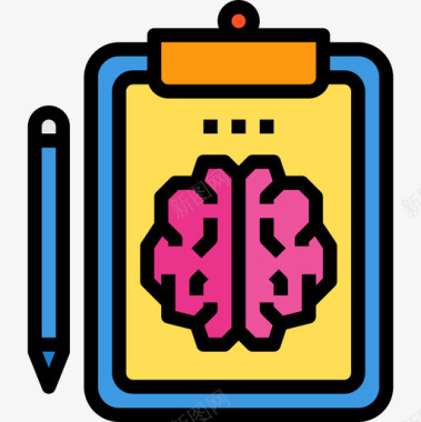 神奇的大脑剪贴板大脑概念4线颜色图标图标