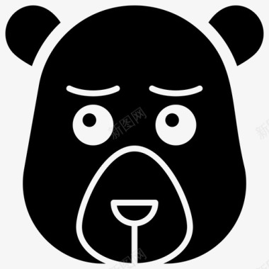 符号悲伤的熊熊头卡通图标图标