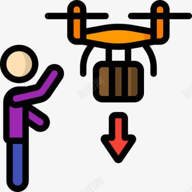 无人机无人机无人机技术9线性颜色图标图标