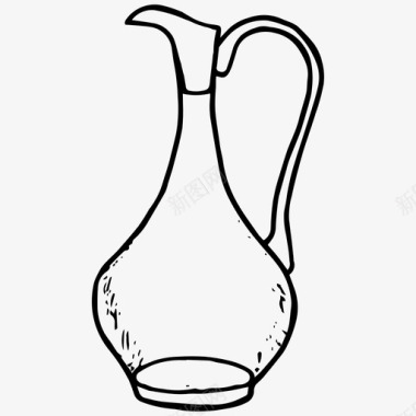酒瓶盘子手绘图标图标