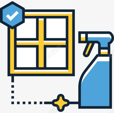 窗户清洁剂清洁剂60线性颜色图标图标
