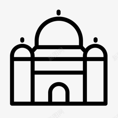 勾勒犹太教堂建筑信仰图标图标