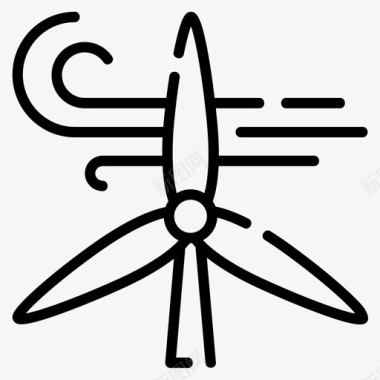 风力涡轮机地球母亲日5线性图标图标