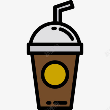 冰咖啡街头食品原色图标图标