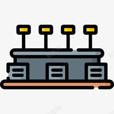 体育跑道澳大利亚体育场8线性颜色图标图标