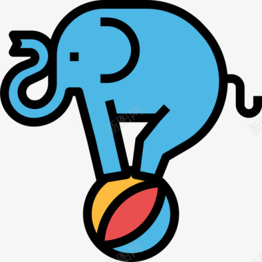 大象背影大象游乐园32线性颜色图标图标