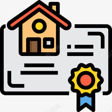 公证图标认证认证房地产144线性颜色图标图标