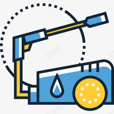 洗车间压力洗车4线性颜色图标图标