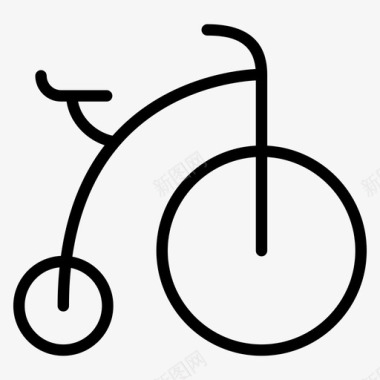 老式马戏团自行车自行车便士法丁图标图标