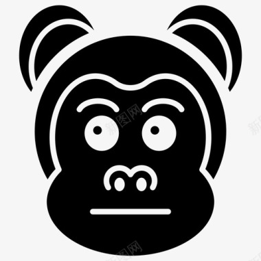 黑猴子无表情猴子表情符号表情标签图标图标