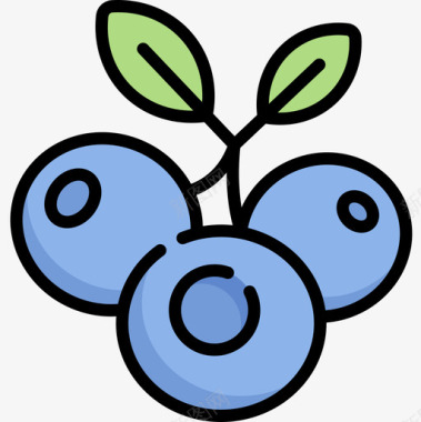 蓝莓水果和蔬菜14线形颜色图标图标