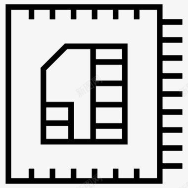 矢量线路sim卡芯片集成芯片图标图标