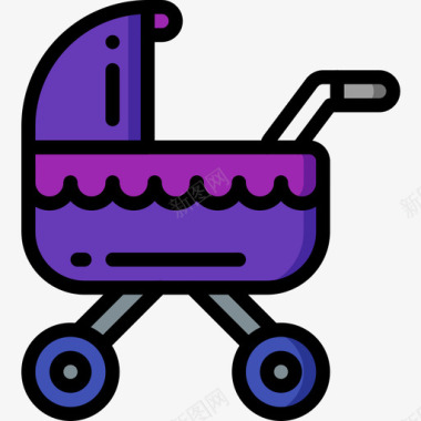 婴儿车养育儿童5线性颜色图标图标