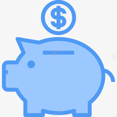小猪银行金融货币5蓝色图标图标