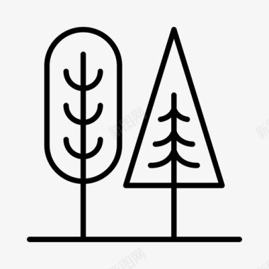 树林树木植物学花园图标图标