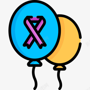 世界旅游日气球世界癌症意识日第10天线性颜色图标图标