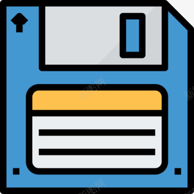 软盘文件和文件夹16线性彩色图标图标