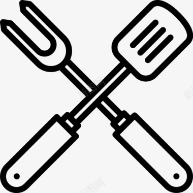 铲叉烧烤烹饪图标图标