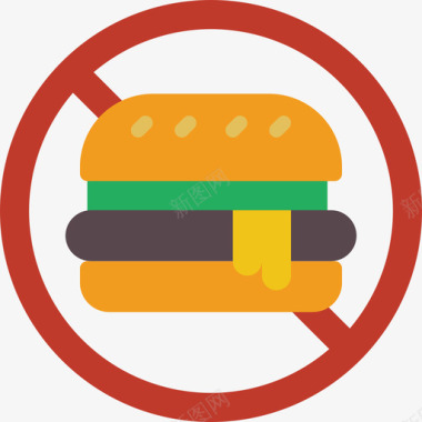 没有垃圾食品饮食和营养3平淡图标图标