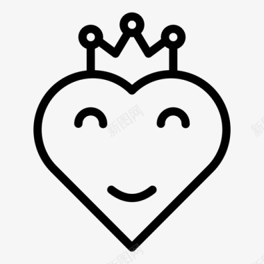 女王皇冠心脏图标图标