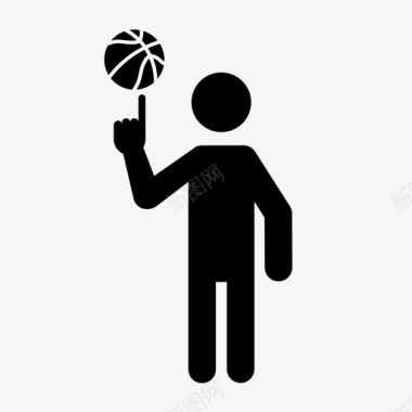 篮球运动员旋转球图标图标