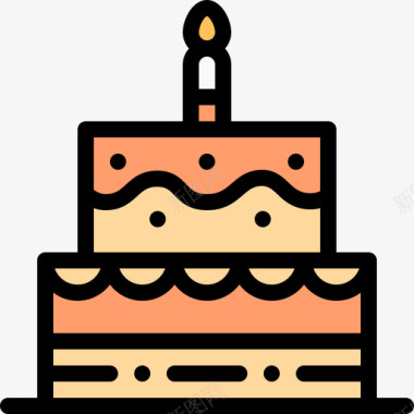生日蛋糕背景生日蛋糕婴儿92线性颜色图标图标