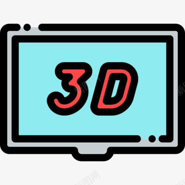 3D海底世界3d电影工业7线性彩色图标图标